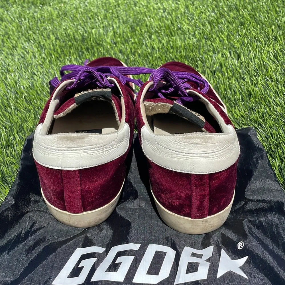 Burgundy velvet golden goose sneakers - Picture 4 of 8